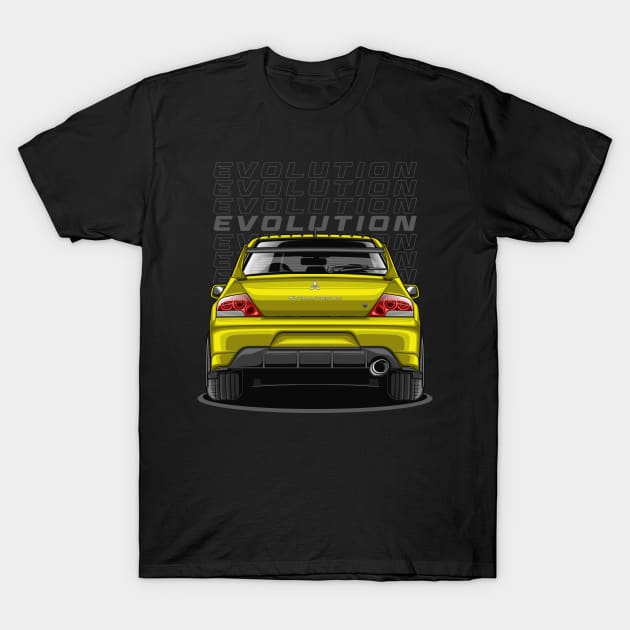 Lancer EVO IX GT (Monte Carlo Yellow) T-Shirt by Jiooji Project